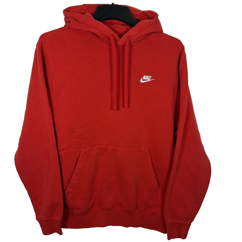 Nike Sportswear Club Pullover Hoodie Sweatshirt Red Size Medium Classic Athletic